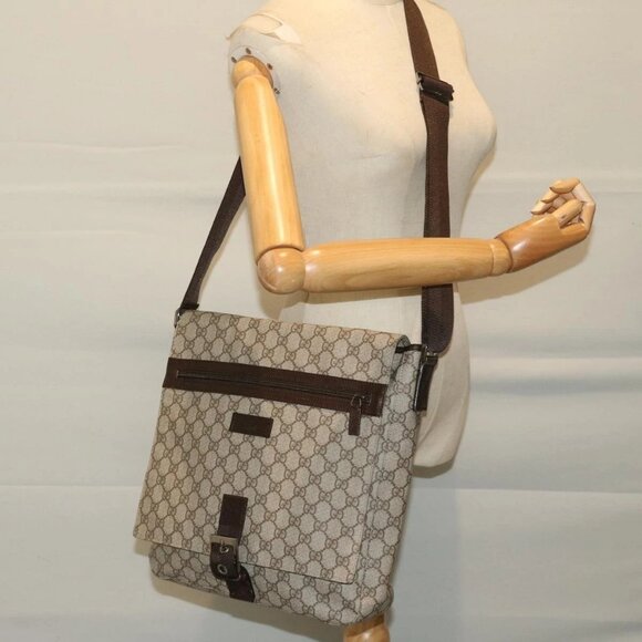 GUCCI GG Supreme Shoulder Bag PVC Beige 141194 Auth - Picture 1 of 16